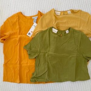Christie & Jill Chic Short Sleeve Tops - Orange, Green, and Yellow